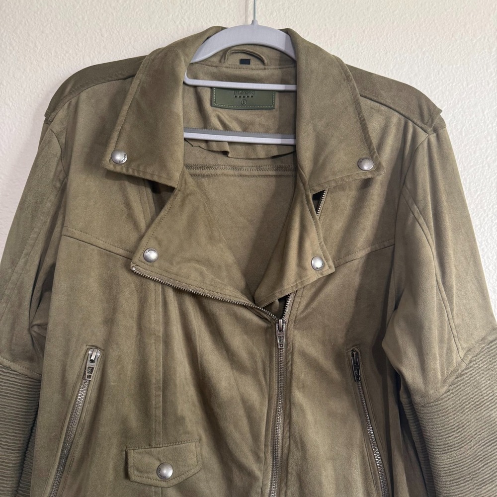 BLANKNYC Moto Jacket Women's Large Smokey Sage Asymmetrical Zip Retro Biker‎ - Picture 7 of 13